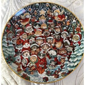 Franklin Mint Santa Claws Christmas Cat Plate 8" Bill Bell Limited Edition